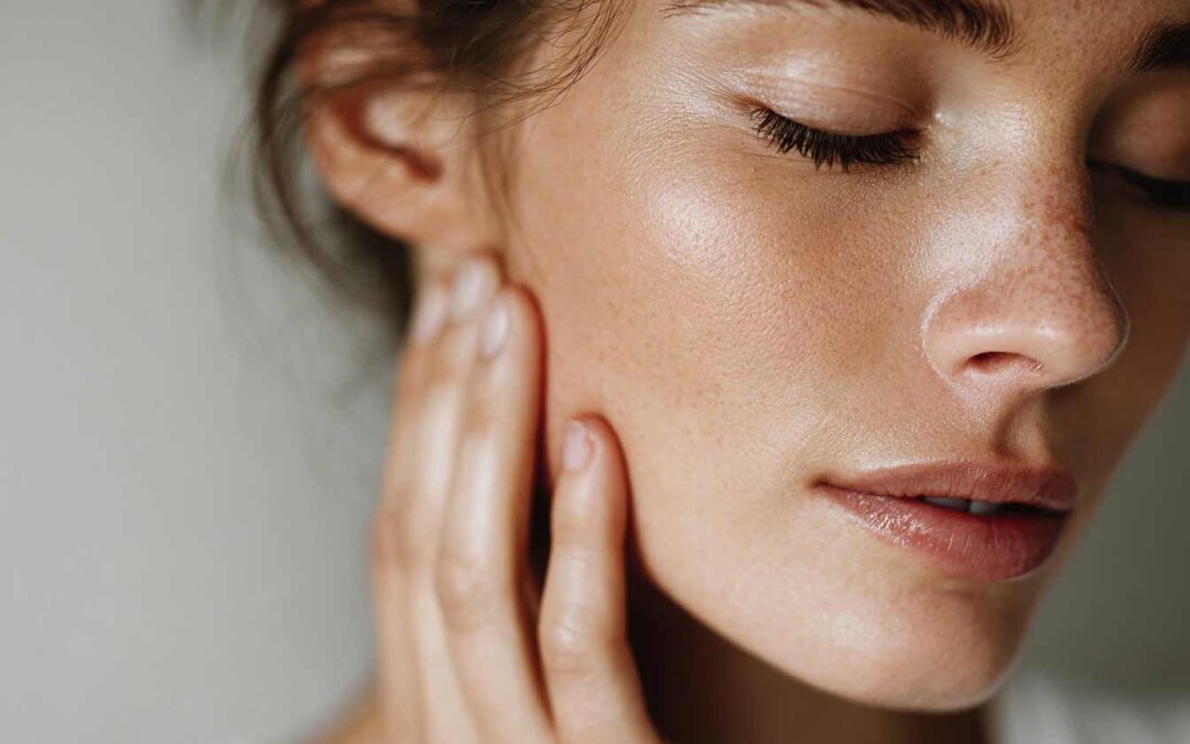 Persona joven tocándose la parte posterior de la mandíbula con gesto de molestia.